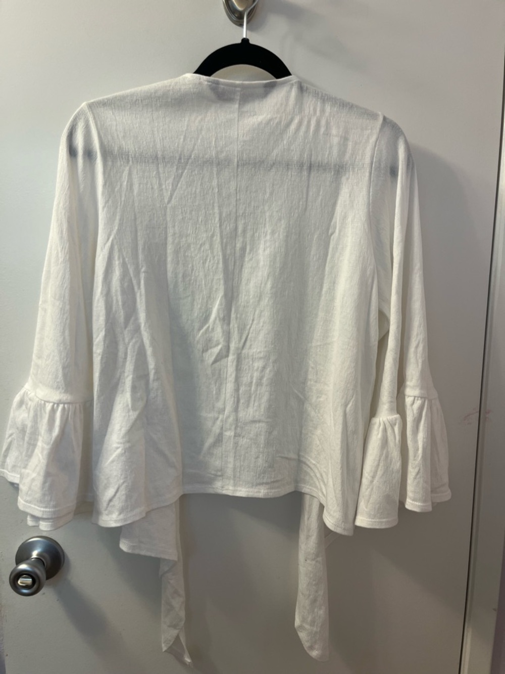 Colleen Lopez White Textured Open Front Top, Bell Sleeves-PTP 23-30/L 22 Pre❤️ - Picture 6 of 7